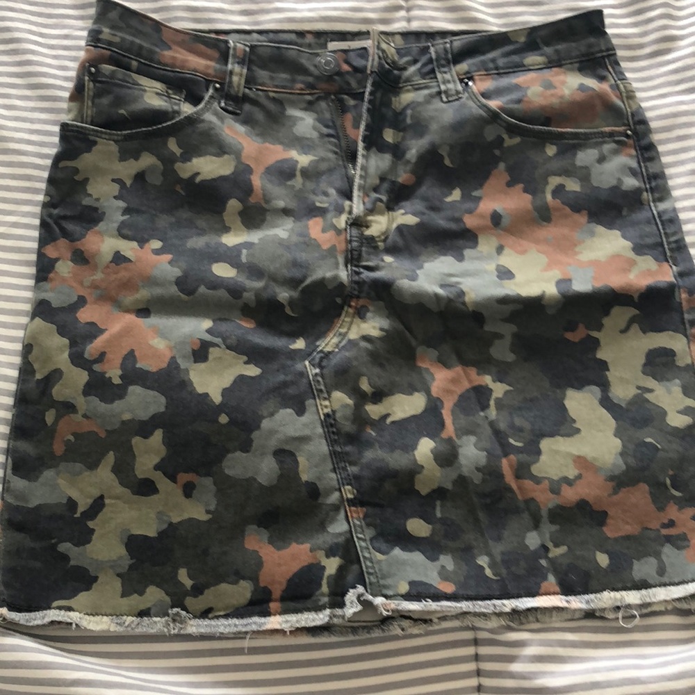 Camo denim skirt
